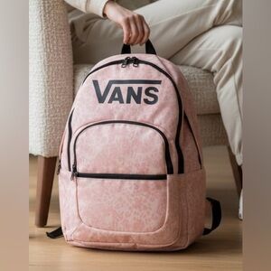 Vans Ranged 2 Prints Backpack‎ Pink Blush Leopard Print OS School Travel Bag NWT